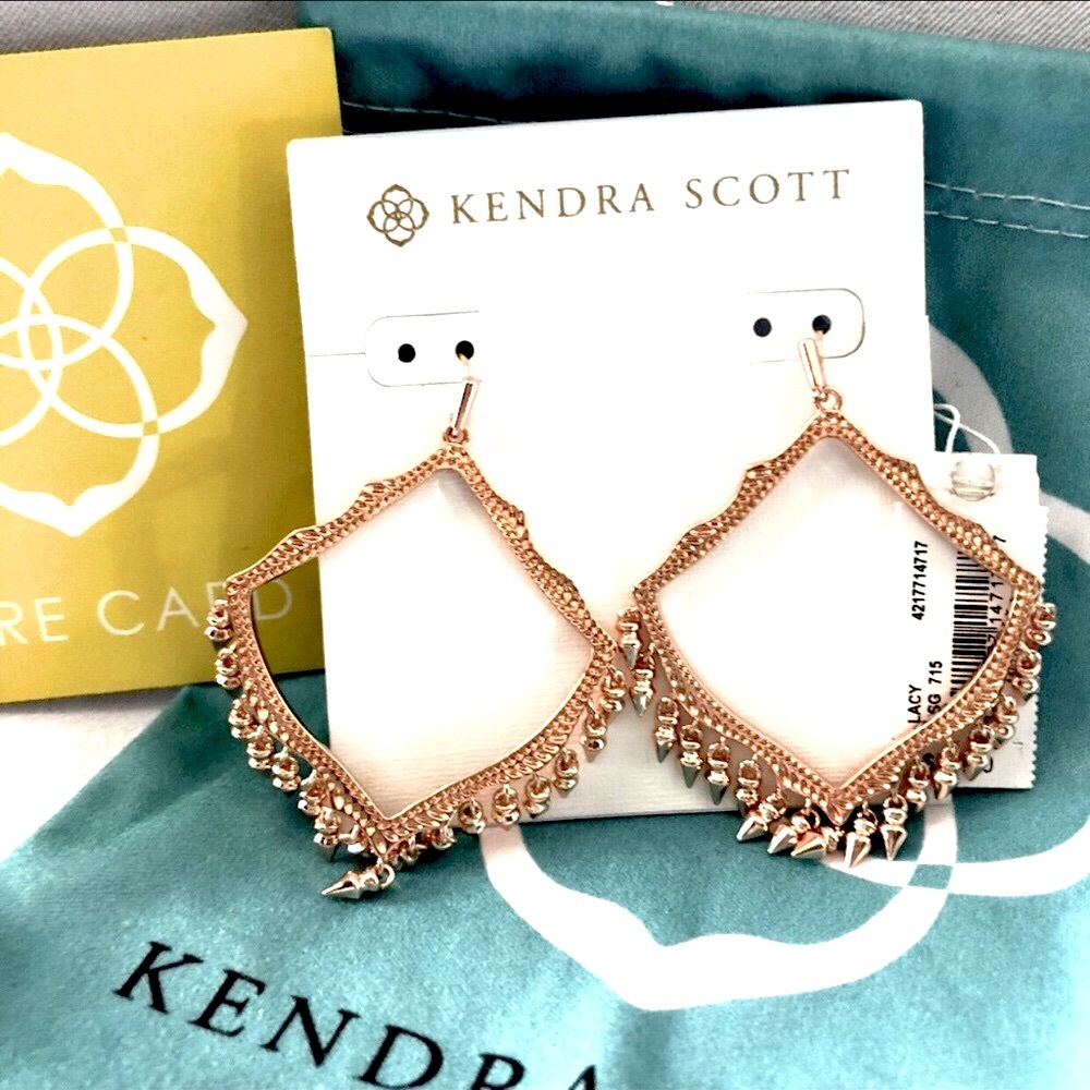 Kendra Scott Fringe Lacy Earrings Gold Plated Earrings Dangle Rose Gold NEW